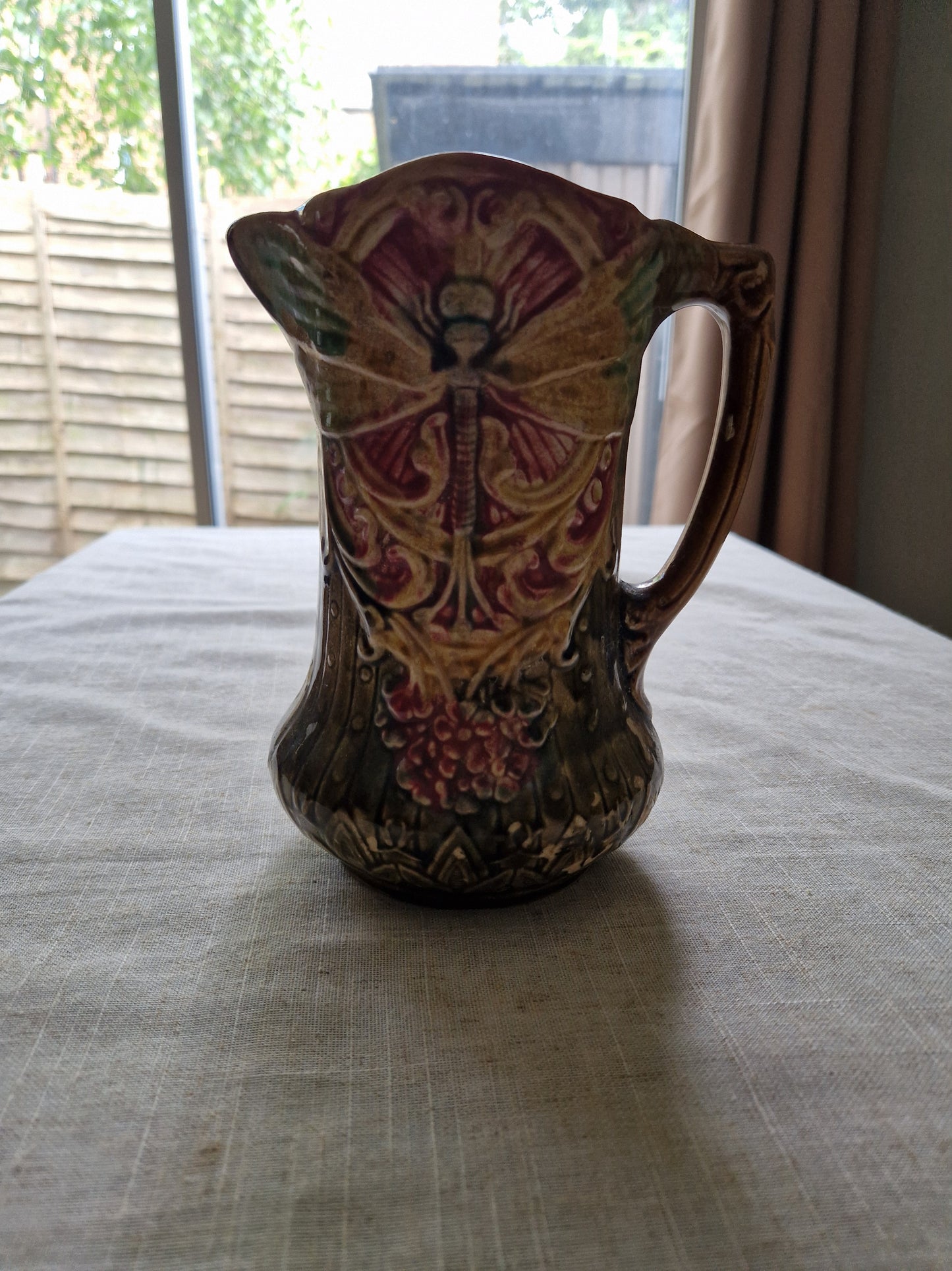 Rare Frie Onnaing French Majolica Butterfly Pitcher c.1870-1900