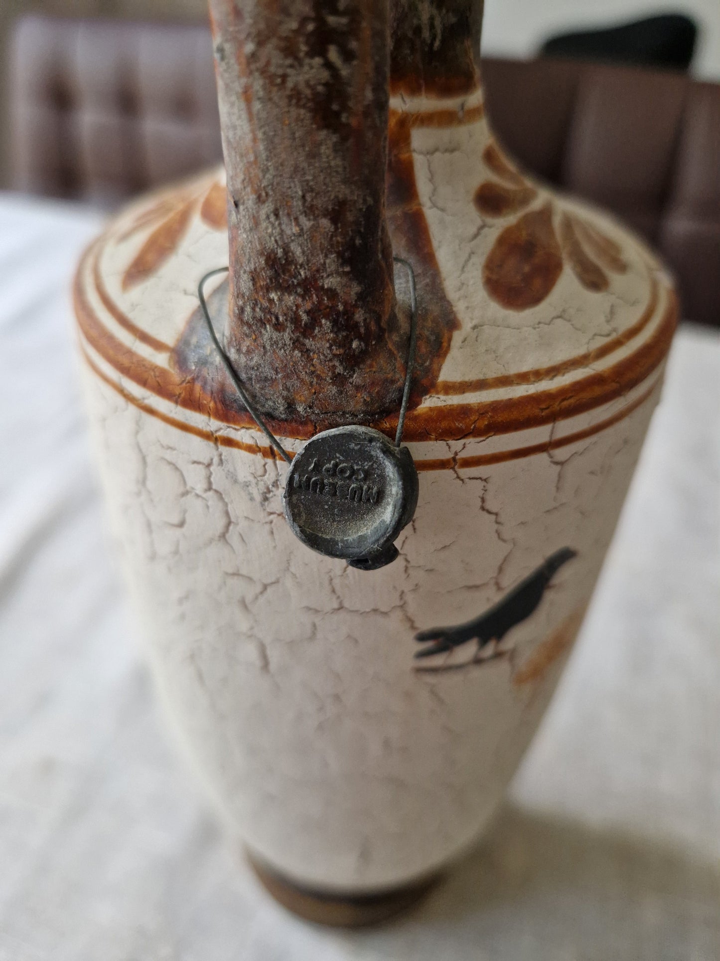 Museum Copy Ancient Greek Attic White-Ground Lekythos - Classical Period Oil Flask Reproduction