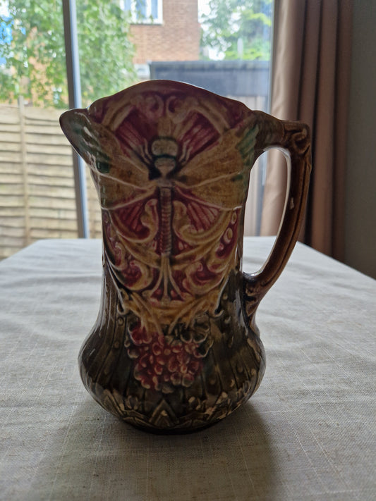 Rare Frie Onnaing French Majolica Butterfly Pitcher c.1870-1900