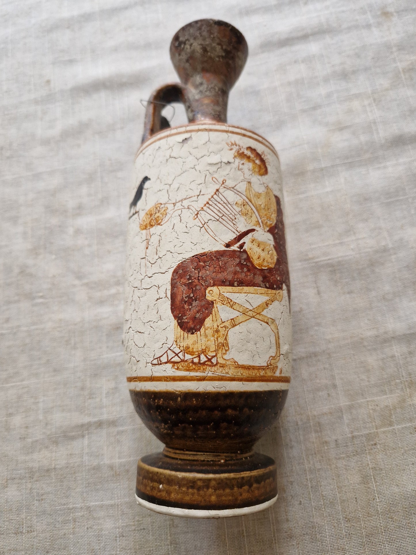 Museum Copy Ancient Greek Attic White-Ground Lekythos - Classical Period Oil Flask Reproduction